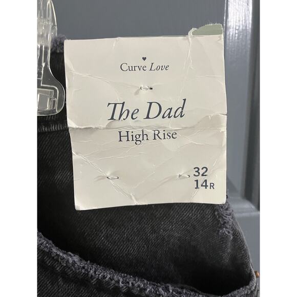 Abercrombie & Fitch The Dad High Rise Denim Curve Love Black Jeans Size 32/14 - Picture 4 of 10